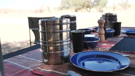 camping table covered with food