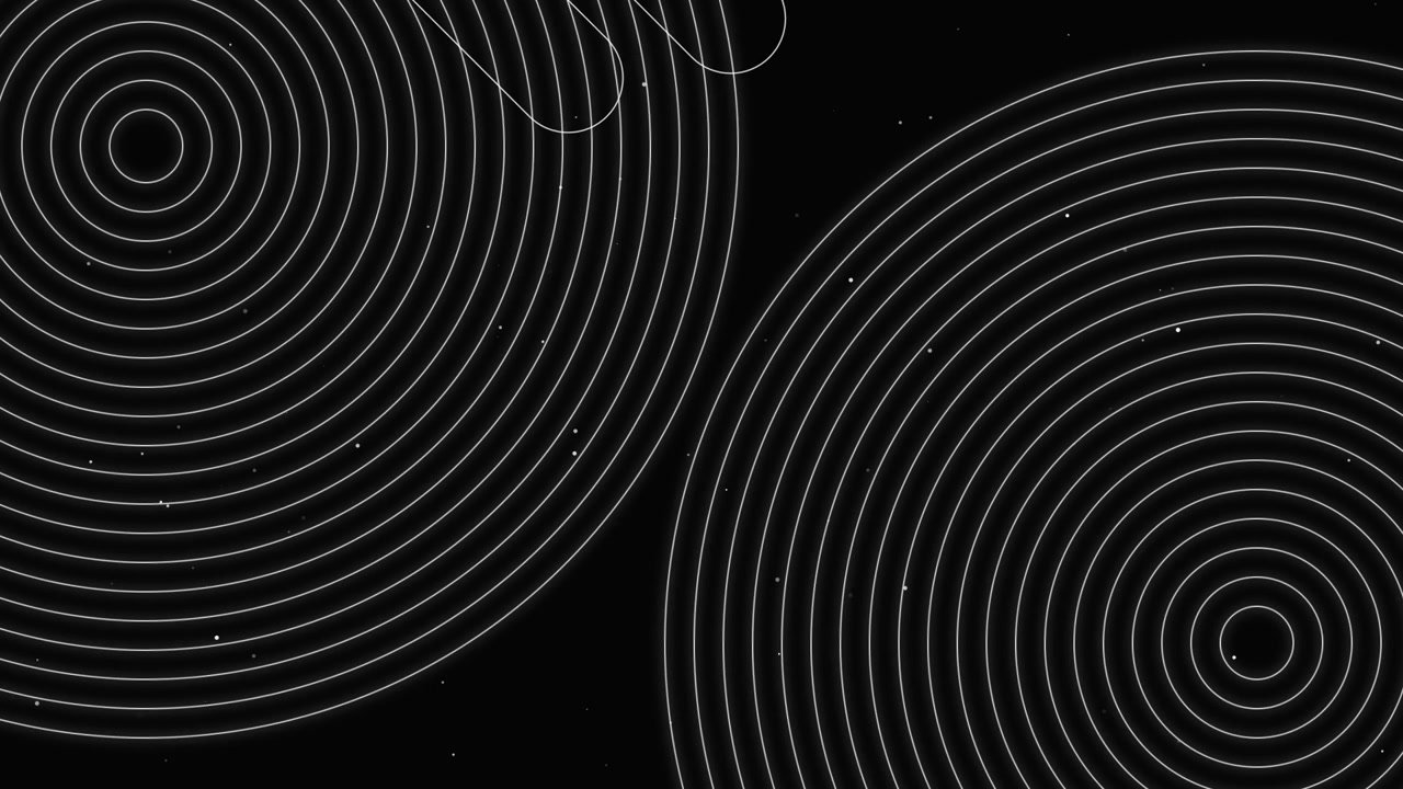 Abstract Motion Graphics with Concentric Circles and Floating Particles