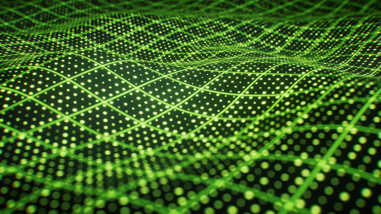 Green technology wave grid background, 3d rendering
