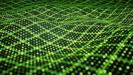 Green technology wave grid background, 3d rendering