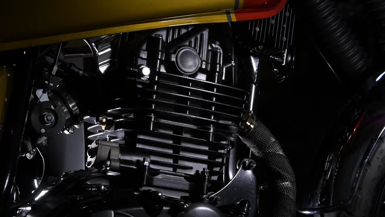 Motorcycle engine slider shot moving vertically