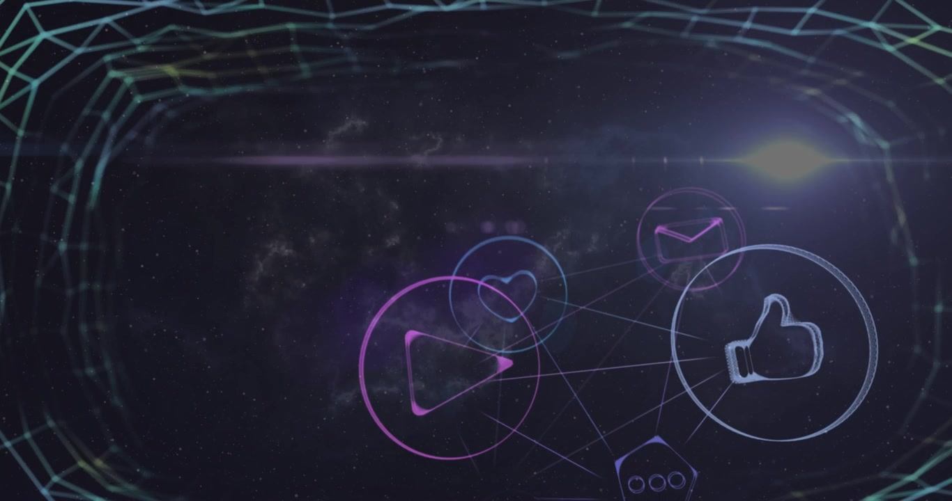 Animation of network of connections over blue background