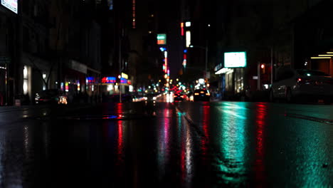 night city street with wet reflections