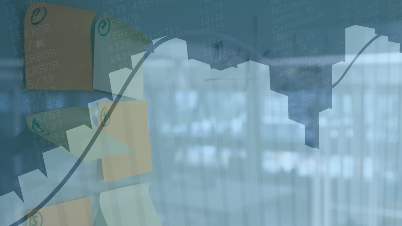 메모 노트에 대한 금융 데이터 처리의 애니메이션