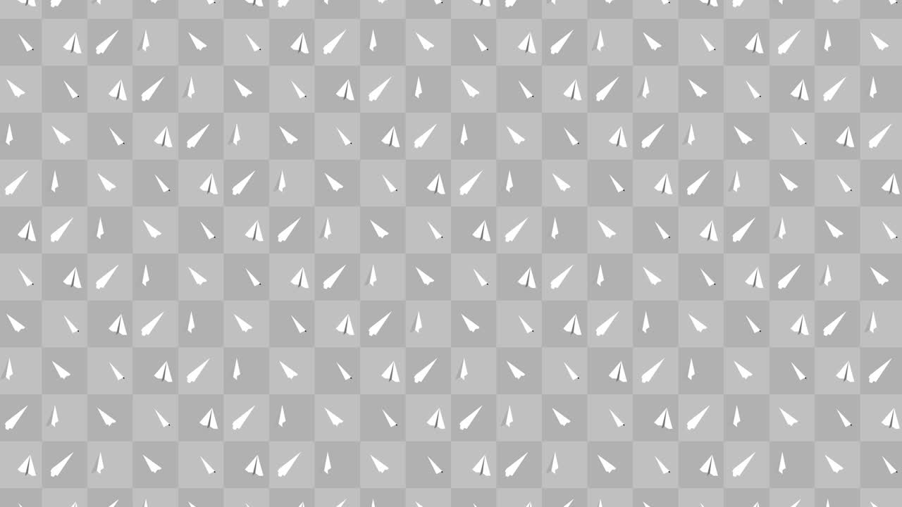 Handmade paper plane collection. Loop animation of flowing white paper plane on gray background. Business connection concept. Origami airplane flying.
