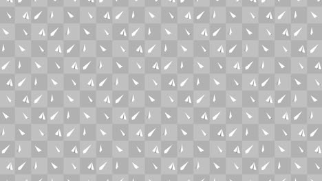 Handmade paper plane collection. Loop animation of flowing white paper plane on gray background. Business connection concept. Origami airplane flying.