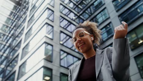 young woman in a cityscape