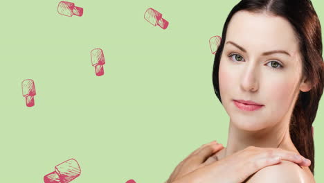 animación de esmalte de uñas repetido con una mujer en fondo verde