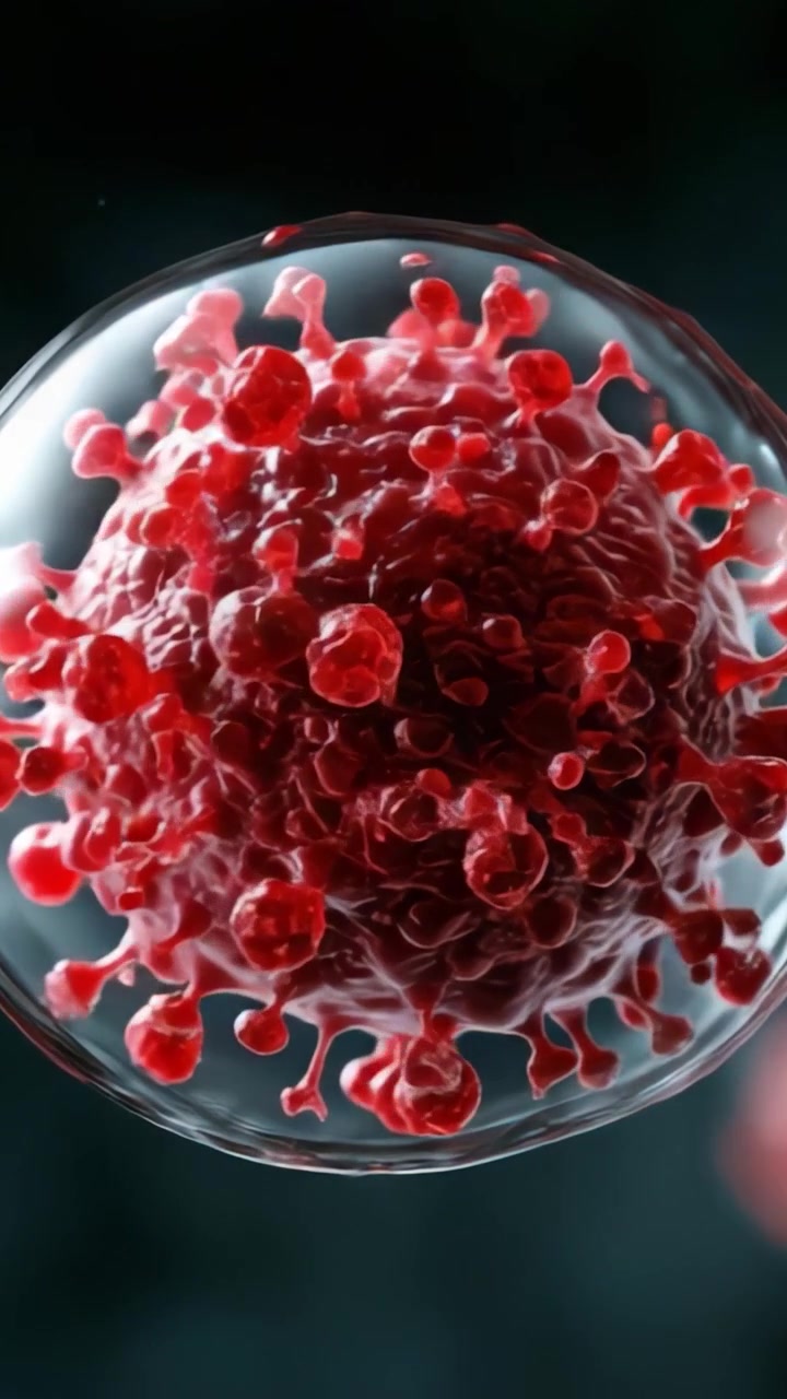 Microscopic Visualization of a Viral Particle: An Intricate Structure with Spiky Protrusions, Captured in Vivid Detail, Showcasing the Complex Beauty of Infectious Agents