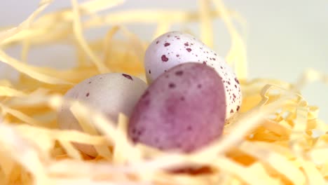 huevos de pascua moteados en nido girando