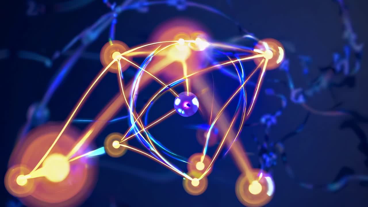 Abstract video concept with glowing interconnected nodes and lines