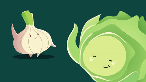 onion and cabbage vegetables characters