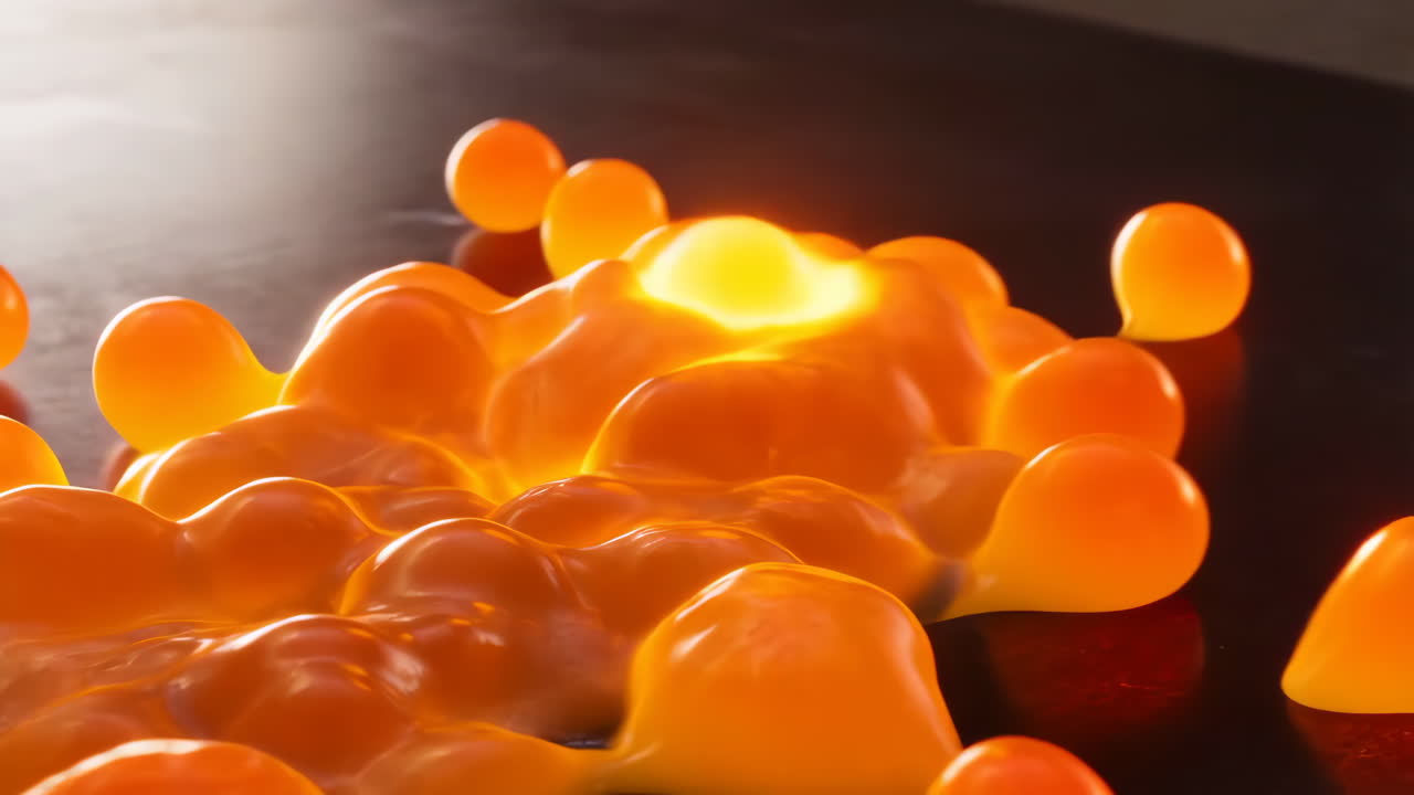 Molten Orange Glowing Liquid with Spheres