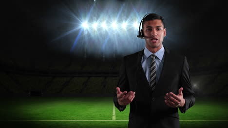 young biracial football presenter