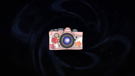 animation of pink camera over blackwave