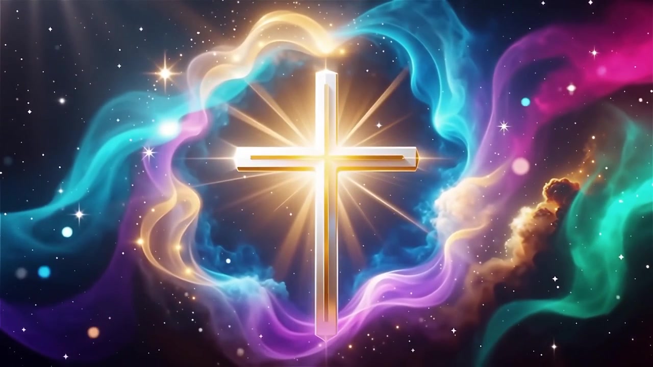 Christian Cross Heavenly Light Worship Background