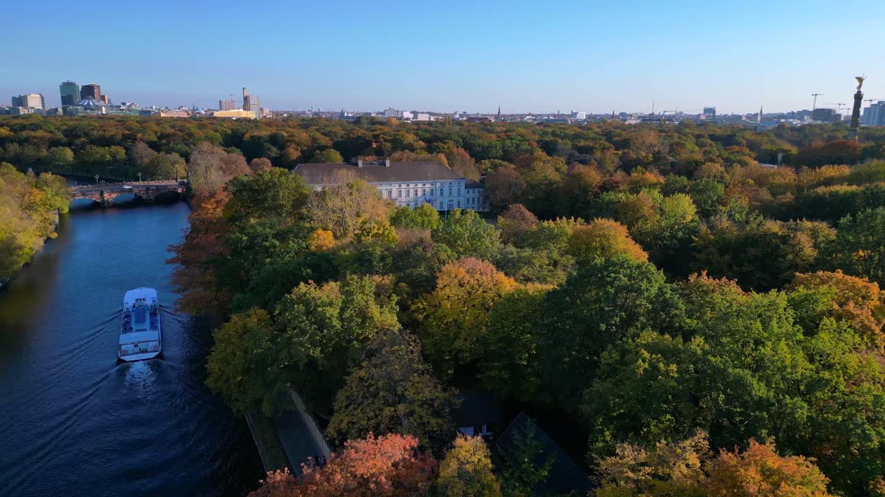 Aerial View of Schloss Bellevue in Berlin During Autumn