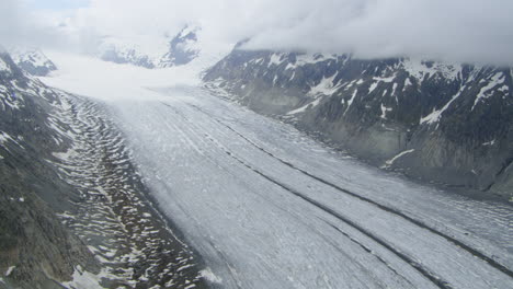 breathtaking switzerland landscape of the aletsch glacier in the bernese alps, aerial