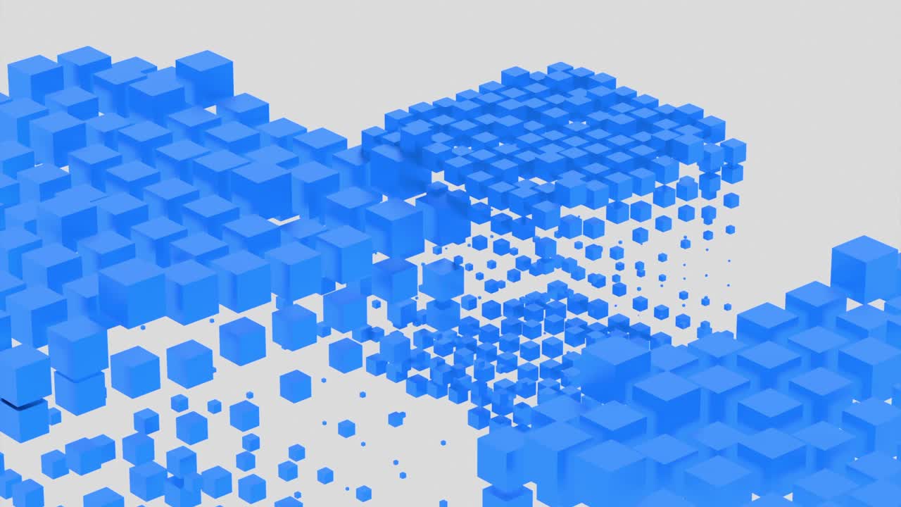 추상적인 3d 블루 큐브의 렌더링