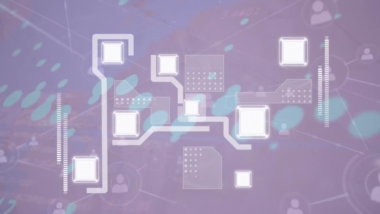 회색 배경에 대한 세계 지도 위의 연결 네트워크의 애니메이션