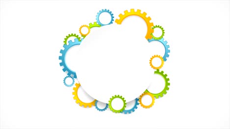 abstract tech colorful gears and blank circle video animation