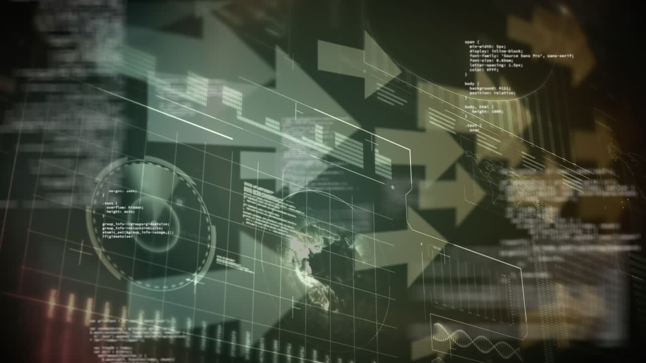 디지털 코드와 화살표로 된 정보