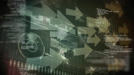 códigos digitales e información con flechas