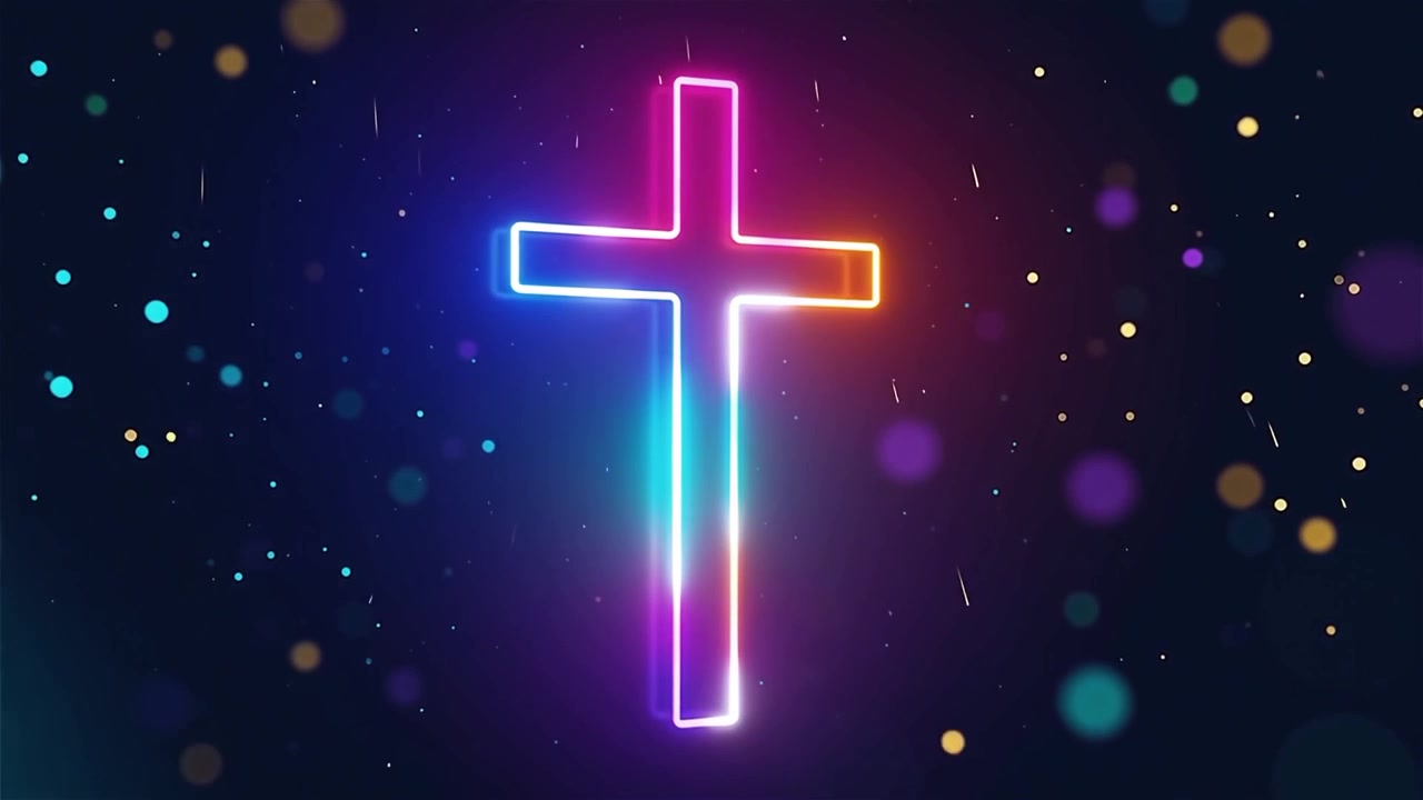 Croce Cristiana Luce Celestiale Sfondo per il Culto.