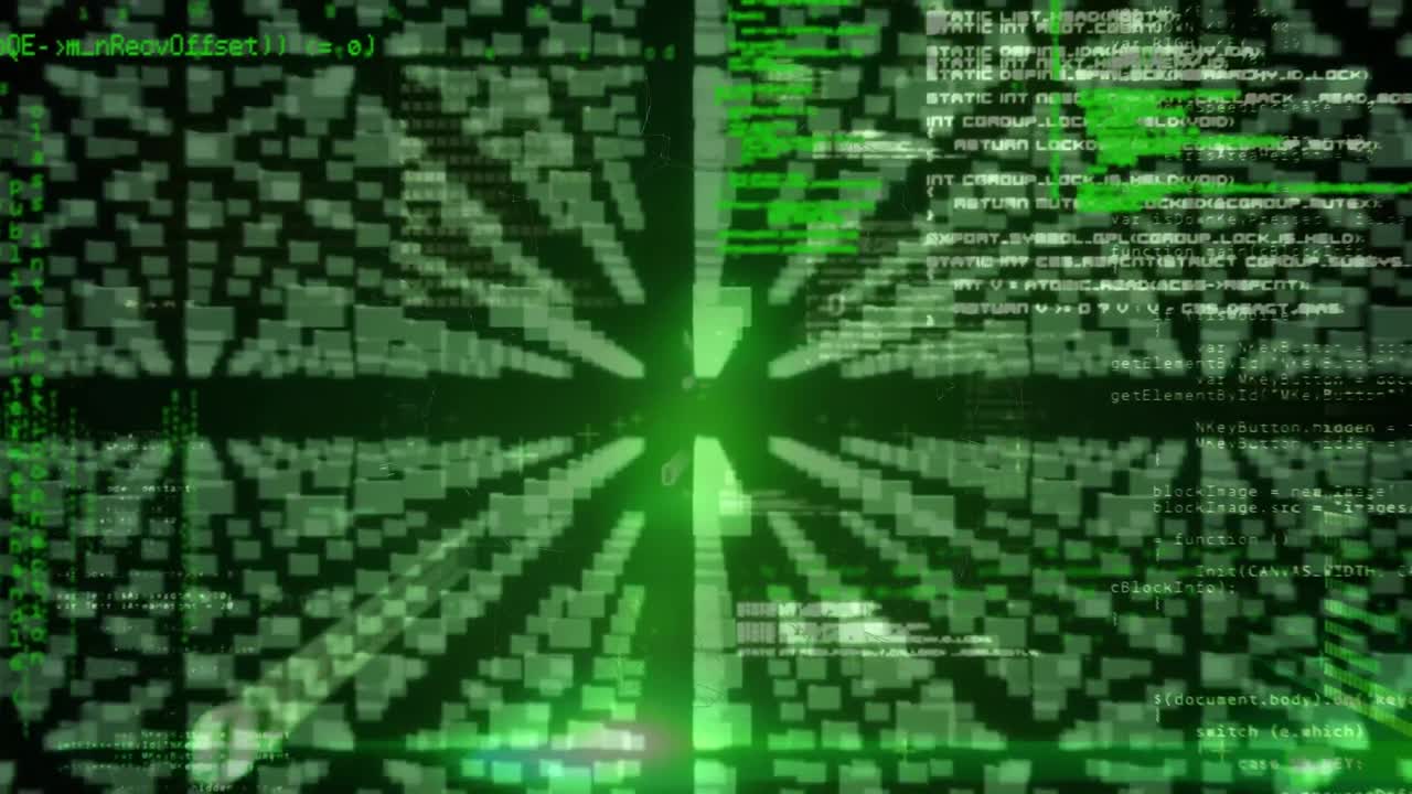 animación del procesamiento de datos científicos sobre un fondo oscuro