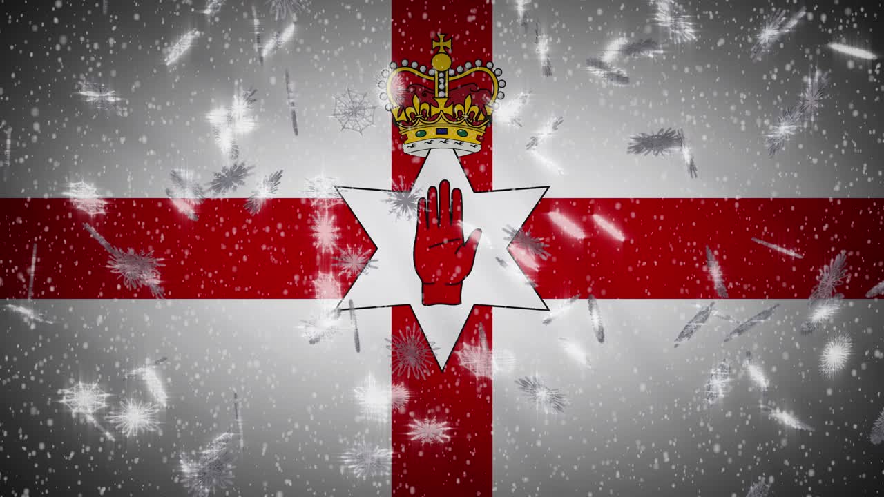 북아일랜드 발: 눈이 내리는 루프, 새해와 크리스마스 배경, 루프