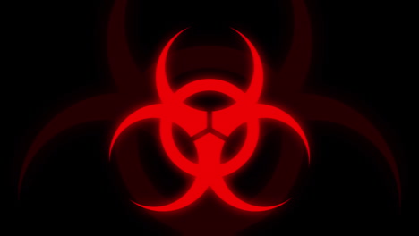 animación del signo rojo de peligro para la salud sobre fondo negro.