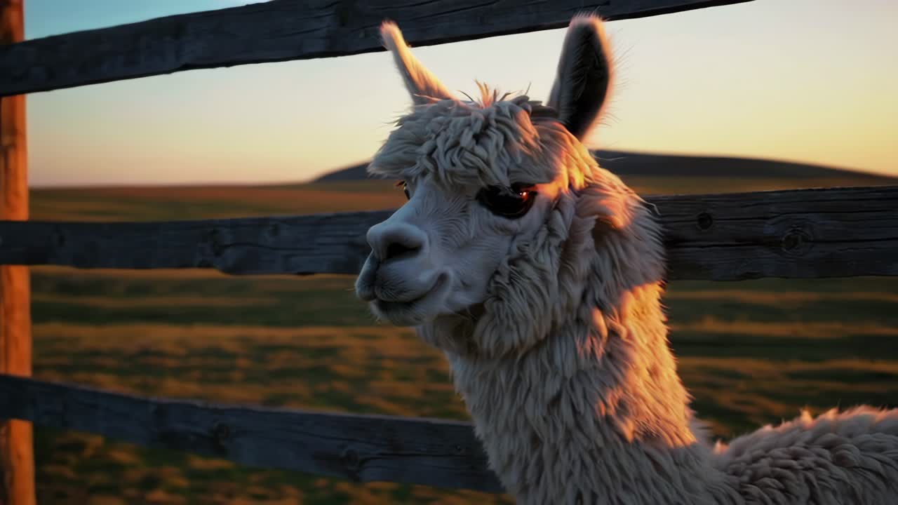 la alpaca al atardecer