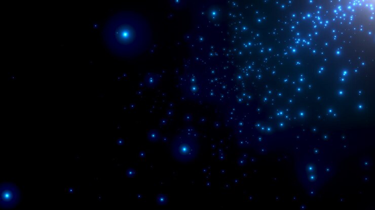 blå glitter og stjerner i mørke stjernefelter i galaksen