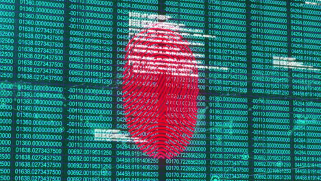 Fingerprint overlaying animation with digital code, symbolizing cybersecurity in school