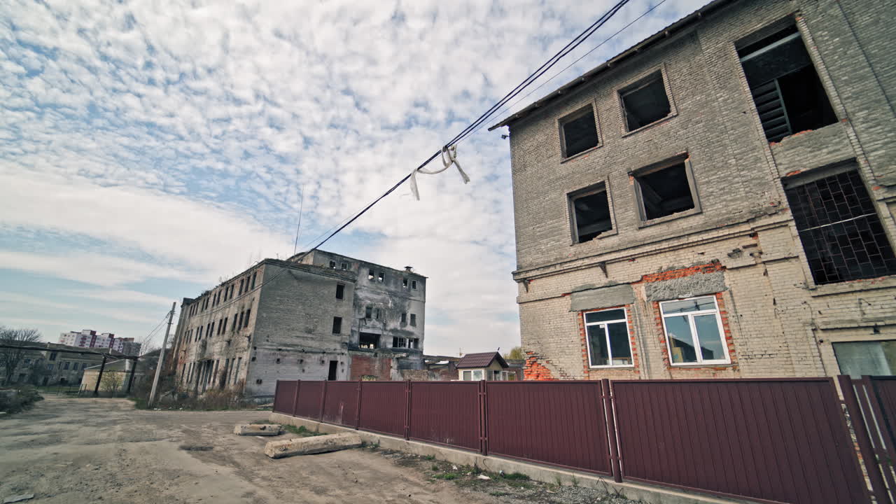 Abandoned industrial building. Ruins of an old factory.
