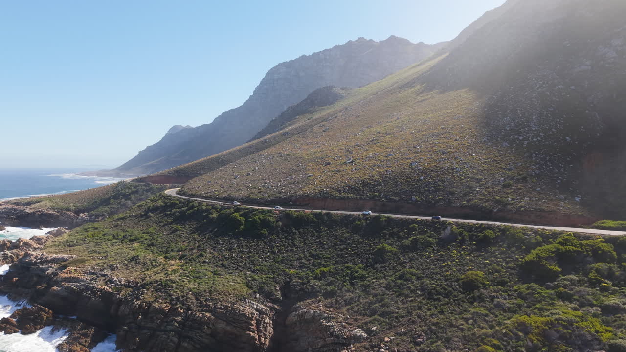 Chapman's Peak Drive Along The Hout Bay Near Cape Town, South Africa. Aerial Drone Shot