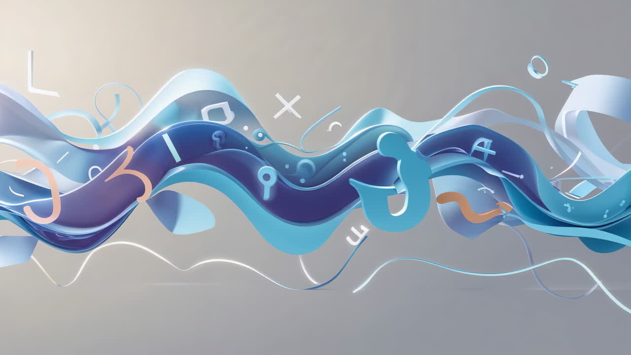 Abstract Digital Waves with Symbols and Numbers