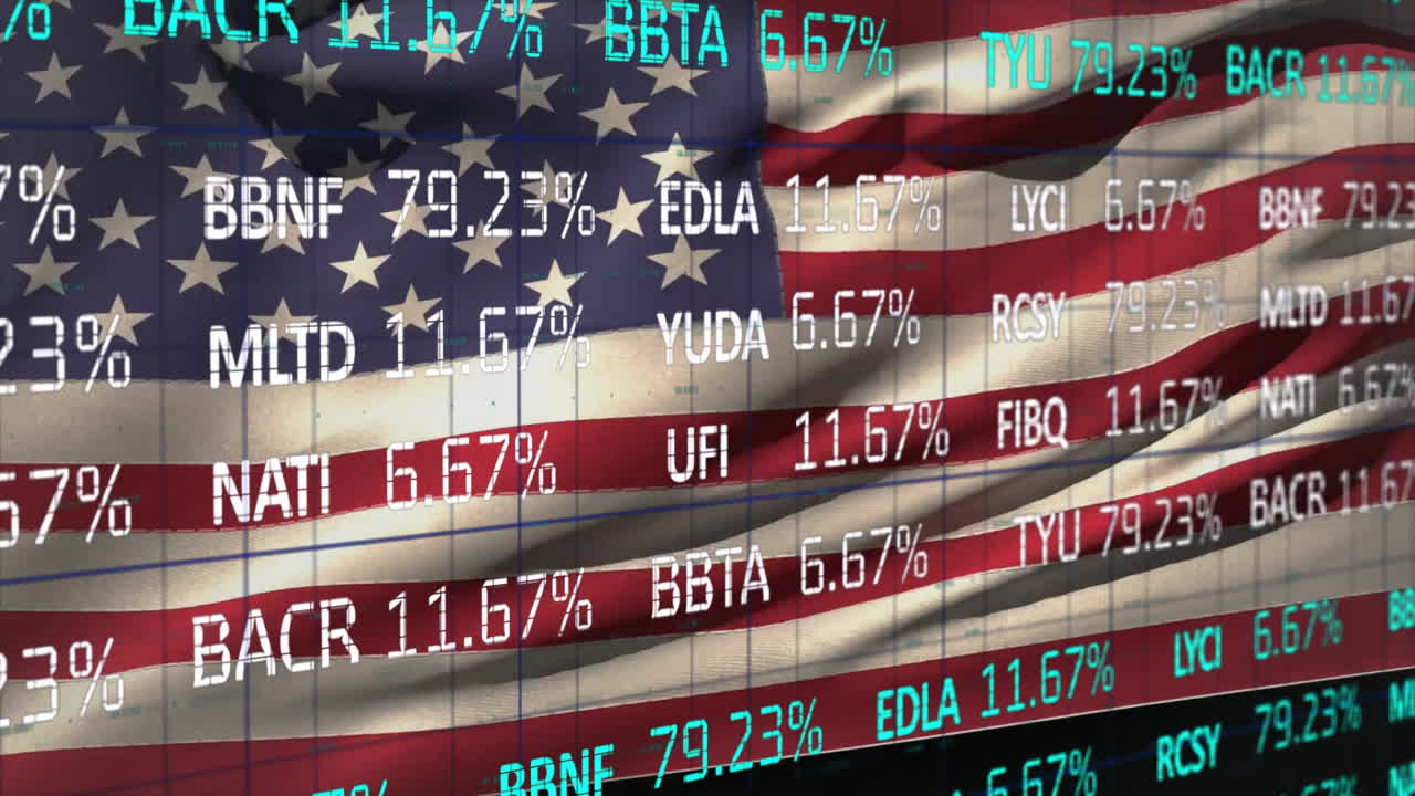 Animation af finansiel databehandling over et kort over USA