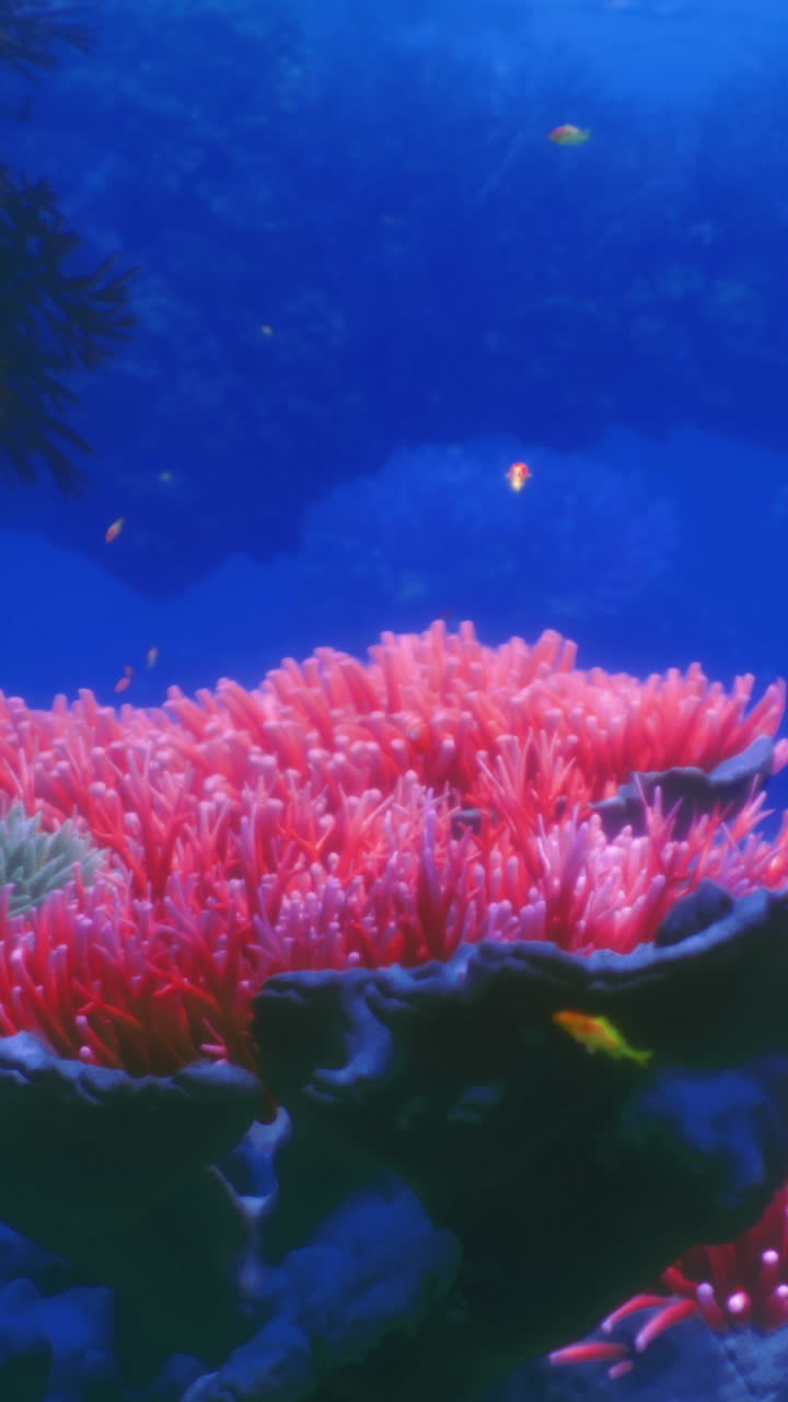 Vibrante barriera corallina fiorente sotto acque oceaniche cristalline
