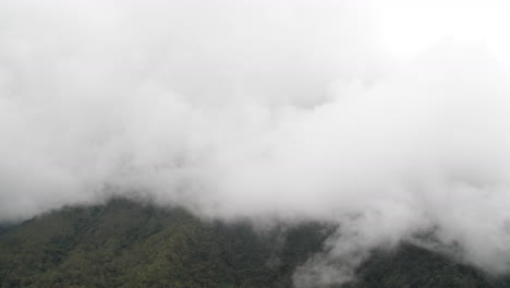 nubes volando más allá del pico en el valle de cocora sin vista