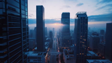 amanecer sobre el horizonte de una ciudad moderna