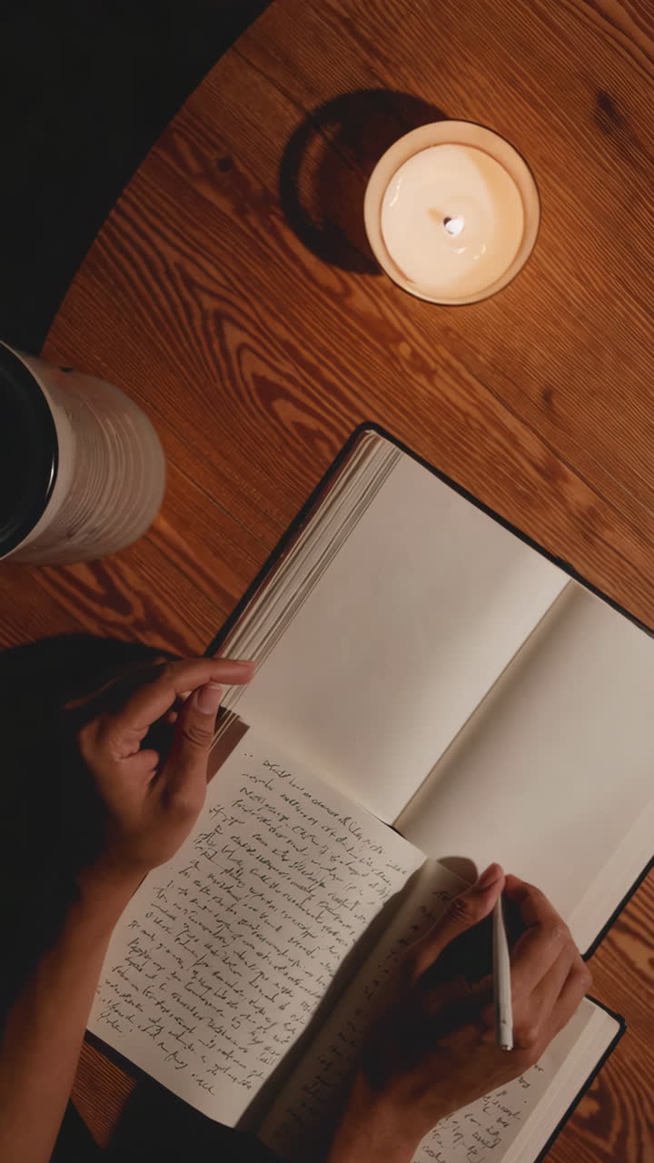 Night Study with Notebook and Candle