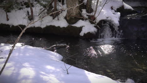 El-Agua-De-Deshielo-Nevado-Fluye-En-Un-Arroyo-De-Montaña