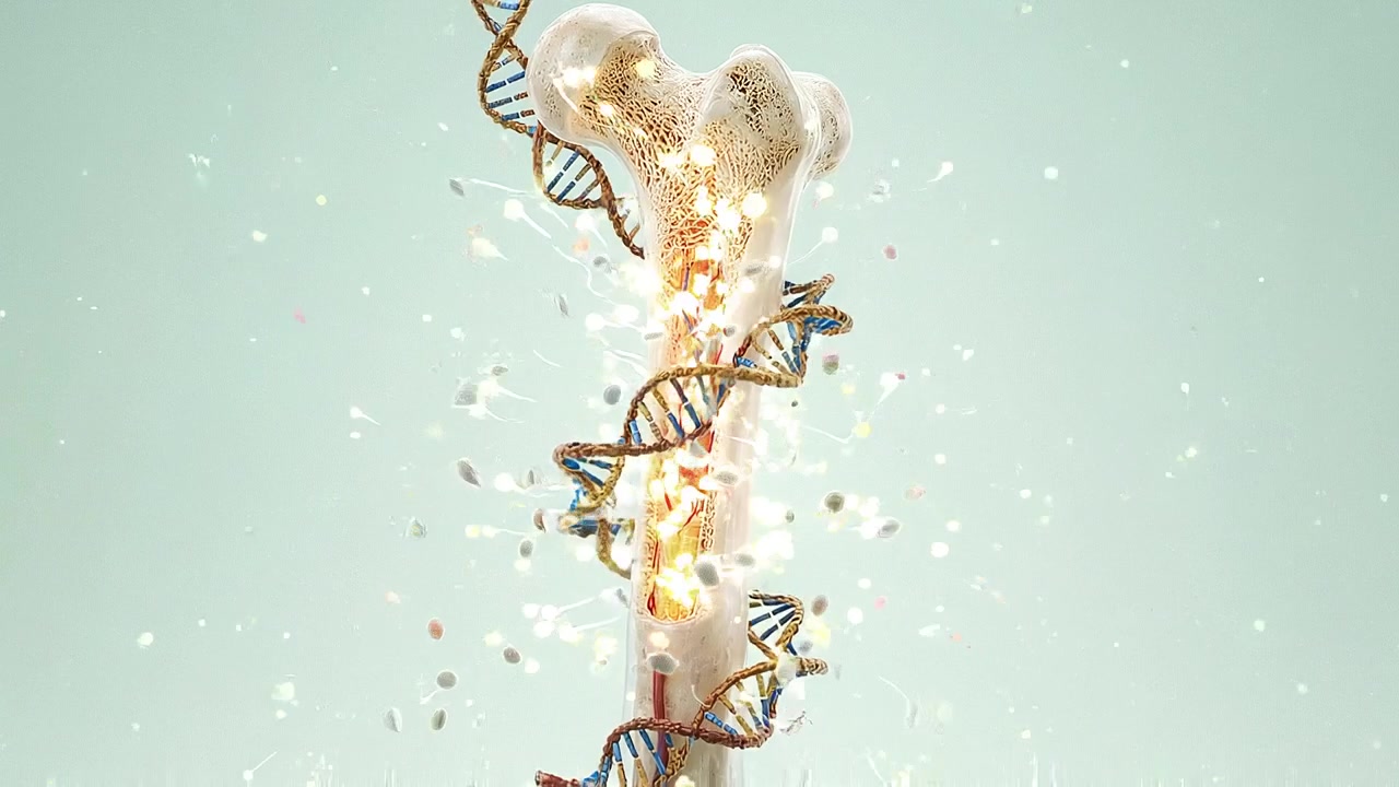 3D Animation of Human Bone Structure with DNA Helix and Cellular Activity
