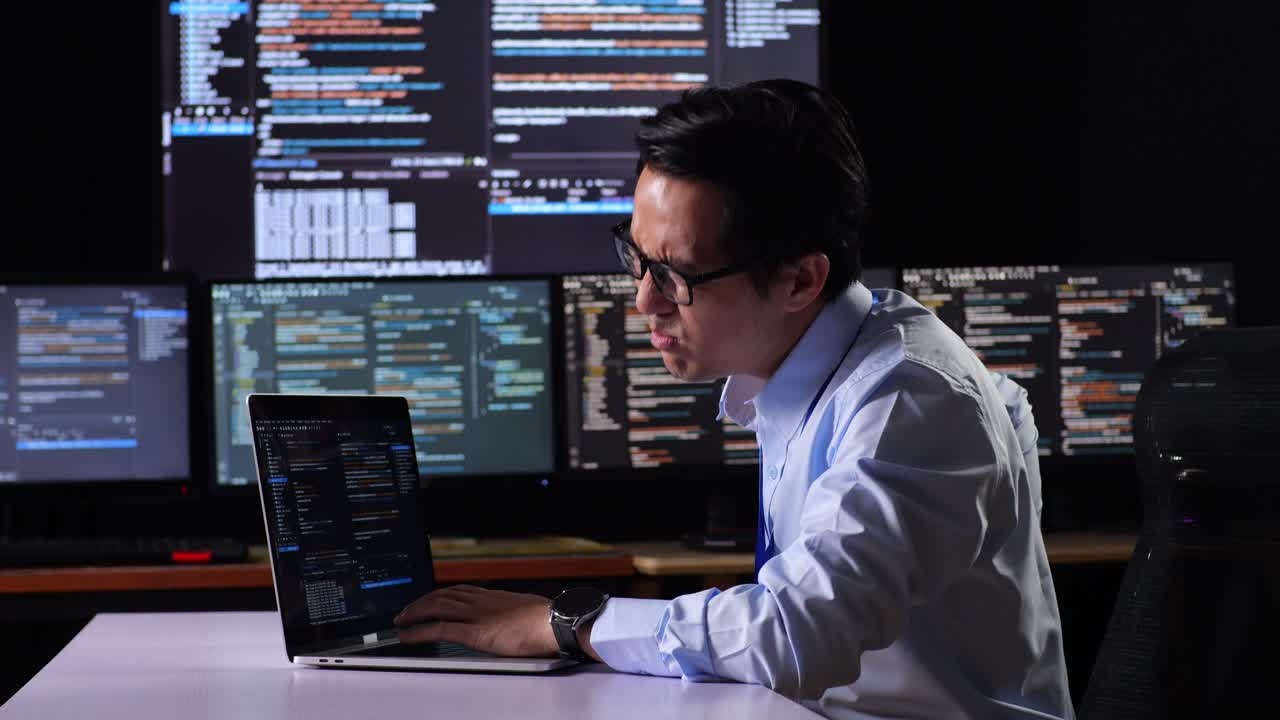 프로그래머가 밤 늦게 일하면서 허리 통증을 경험합니다.