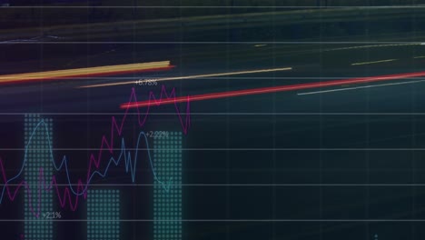 Animation-of-financial-data-processing-over-cars-on-street