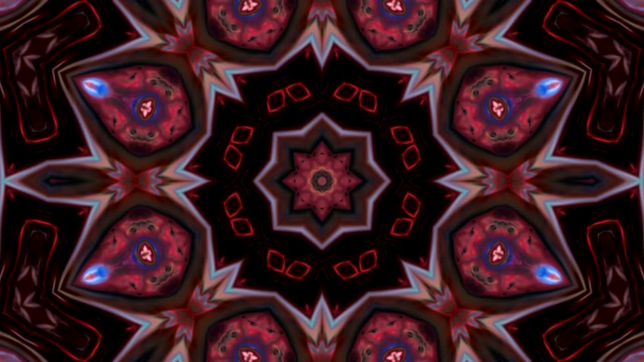 movimiento de caleidoscopio abstracto círculo geométrico y formas de estrellas