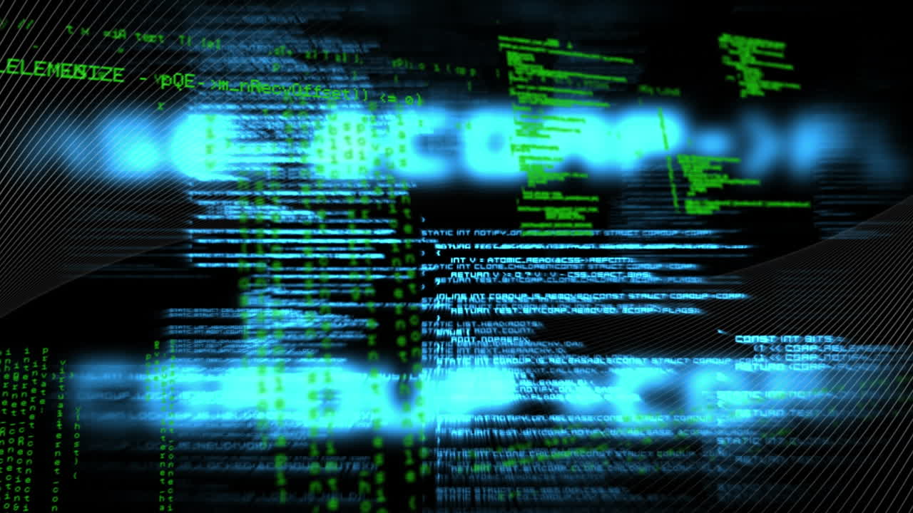 Animation of numbers and data processing over lines