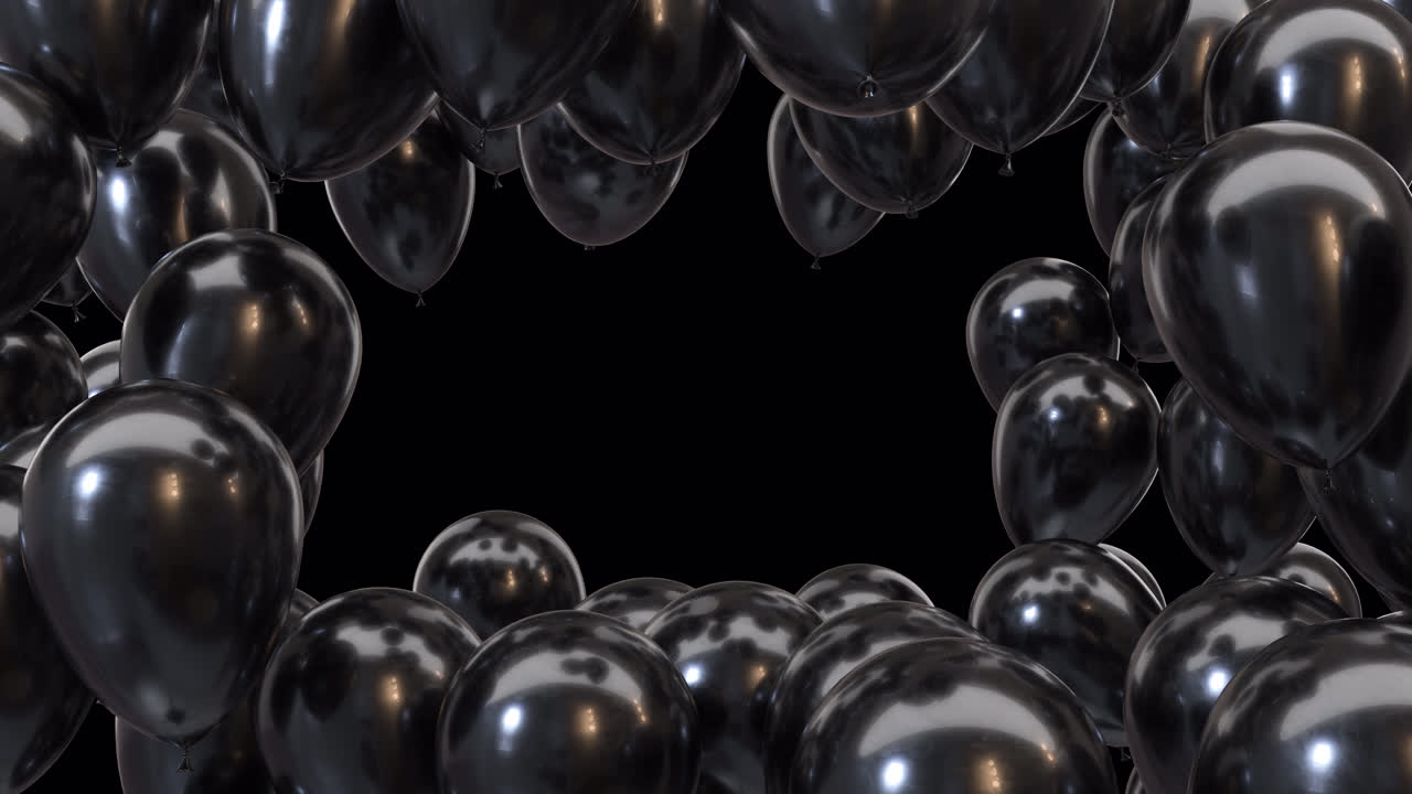3d-rendering-rahmen von schwarzen ballons mit alpha-kanal