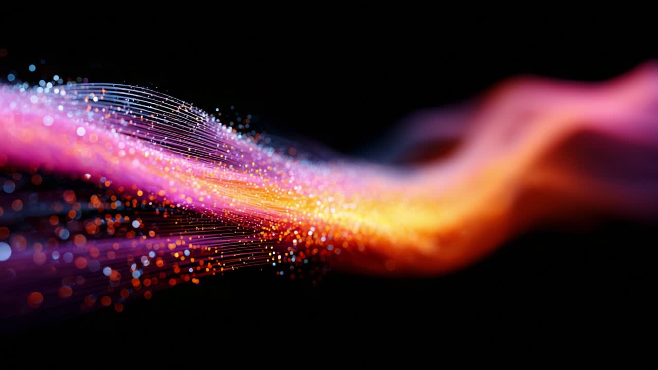 A Stunning Visualization of Flowing Light: An Abstract Representation of Vibrant Colors and Energy in Motion, Creating a Dynamic Atmosphere of Beauty and Innovation